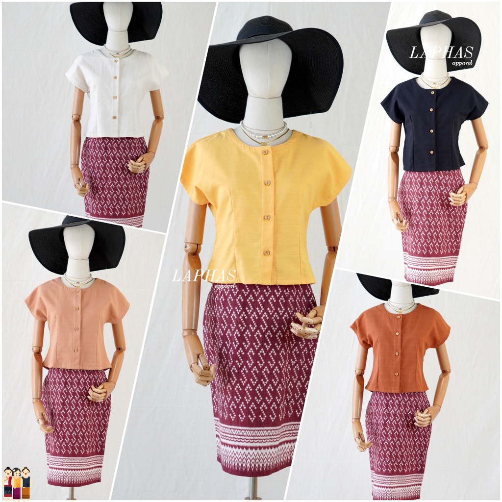 เสื้อแขนล้ำ [มีสีให้เลือก] ผ้าฝ้ายฝอกนุ่ม 100% กระดุมหน้าน่ารัก เสื้อผ้าฝ้ายคอกลม LOOM Women Clothing