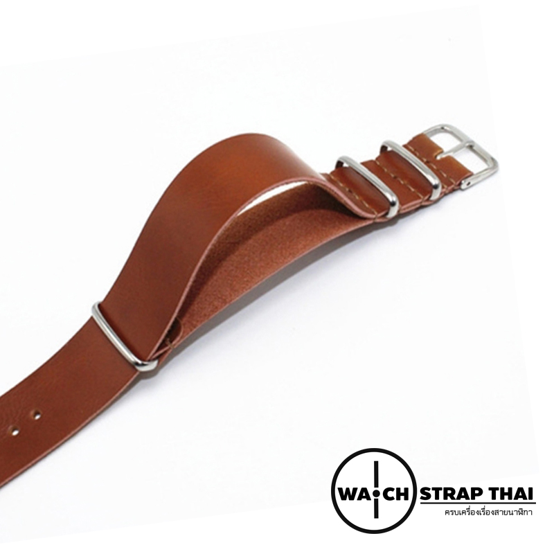 สายนาฬิกานาโต้ สายนาฬิกาหนังวัว Brown Nato Leather Strap มีสี Brown มีขนาด 20 , 22 mm สีน้ำตาล