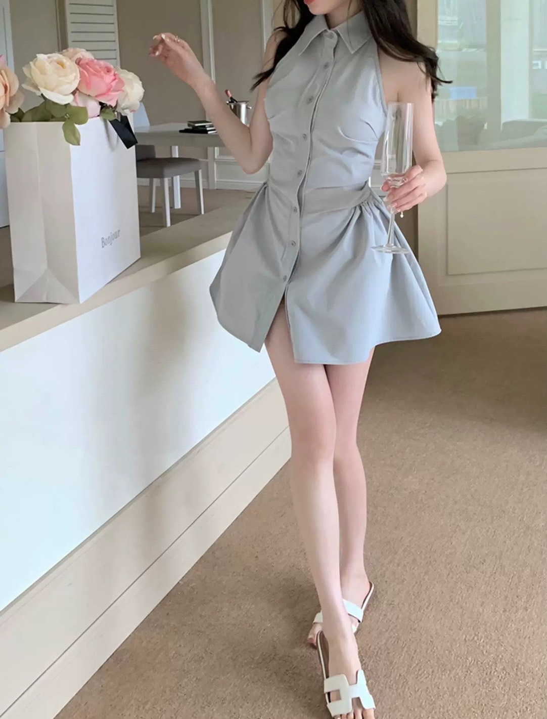 Ready to shipping ⚜️Label :: RAMI-PAPHA(รมิปภา) Milky Blue Set. (emoji) เซตสีฟ้านมๆสวยหวาน เสื้อคอปก กระดุมหน้า ดีเทลเก๋ทั้งตัว ดีเทลชายเสื้อเล่นเลเยอร์ เนื้อผ้านิ่มพริ้วอย่างดี สวมใส่สบาย ++กางเกงขาสั้น เนื้อผ้าและสีเดียวกัน ซับในอย่างดีทั้งตัว มี