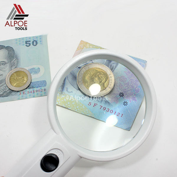 แว่นขยาย แบบด้ามจับ มีไฟ LED ใส่ถ่าน กำลังขยายเยอะ รุ่น MG6B