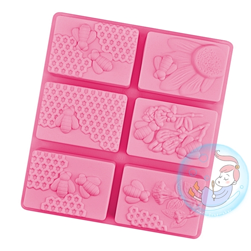 พิมพ์สบู่ ซิลิโคน PeeBee3 /พิมพ์รังผึ้ง3 / 8.0x5.8x3.0 ซม. / 100 กรัม / 6 หลุม เนื้อบาง