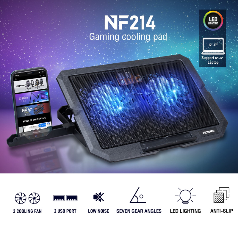 NF214 NUBWO GAMING COOLING PAD 2BIG FAN FA-GO-NB-NF214