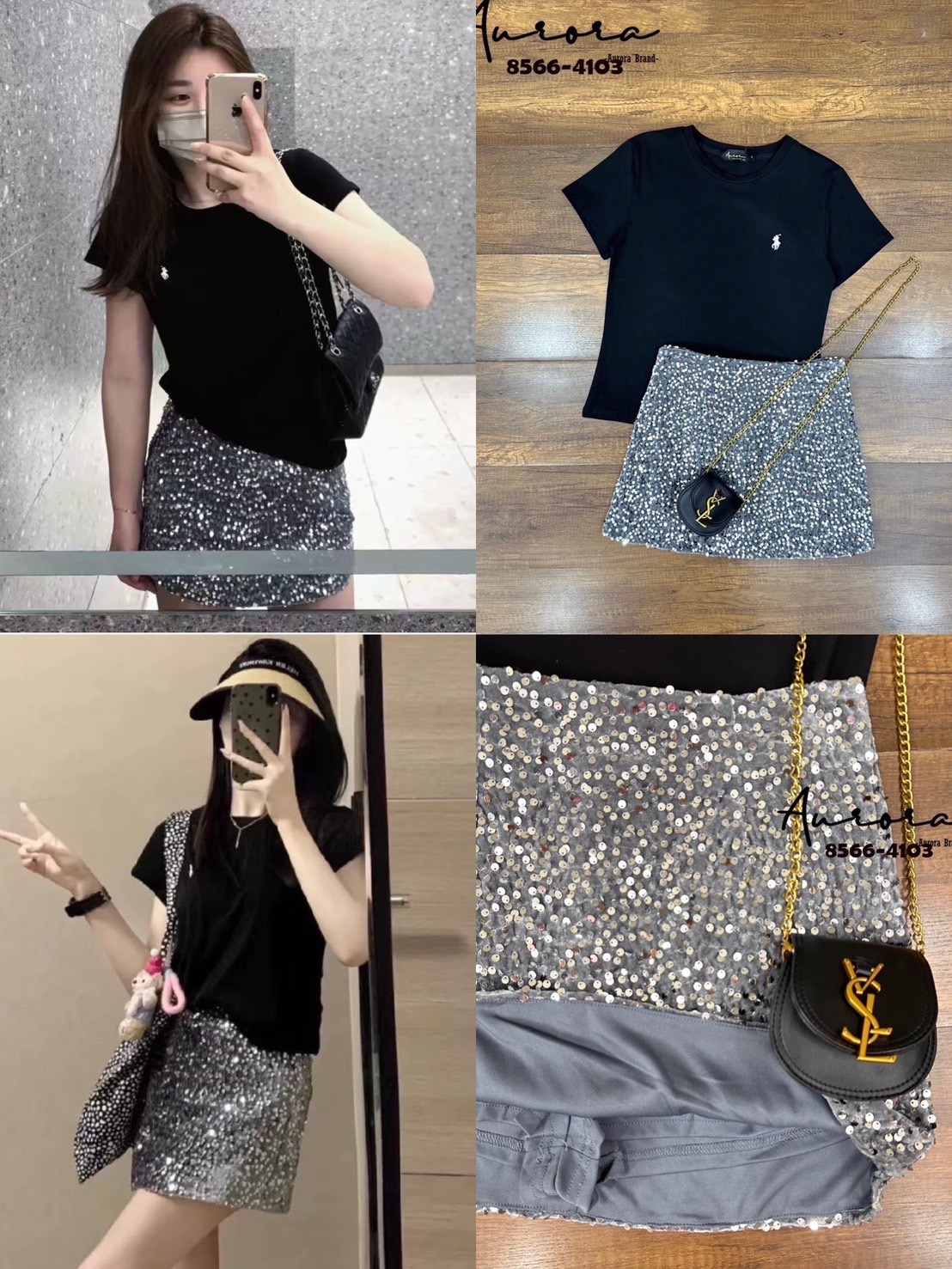 Setเสื้อยืดหยุ่นอย่างดี ใส่สบายๆ (เสื้อทรงสวม) +++มาพร้อมกระโปรงวิ้งวับโทนหรูหรา(ซับในกางเกง) ที่แมชกันได้อย่างลงตัว มีซับในกางเกง มีซิปหลัง +++ มาพร้อม กระเป๋า