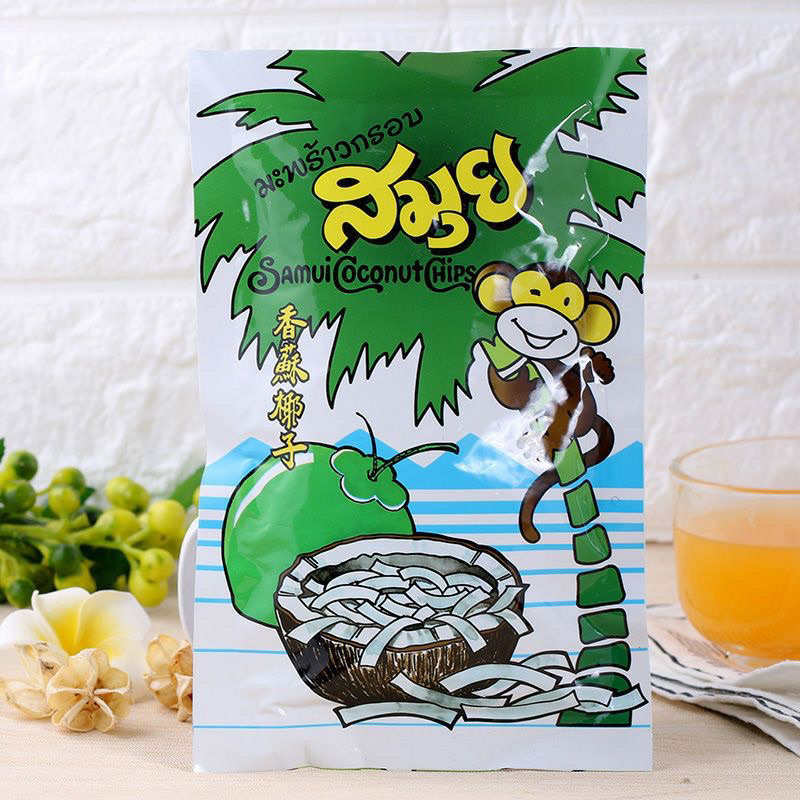 (10ซอง/ห่อ) มะพร้าวอบกรอบ อบแห้ง ตราสมุย 40 กรัม Samui Coconut chip 40 g