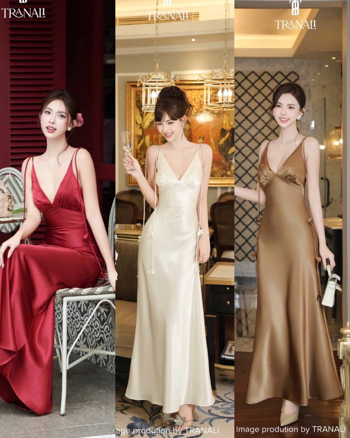 เดรสยาวผูกไหล่แต่งดอกไม้ เนื้อผ้าซาตินหนาทิ้งตัว ใส่แล้วดูเพรียว ผ้าพรีเมี่ยมเนื้อเงาวาวเย็นลื่น ดูแพงมาก คัตติ้งสวยเข้ารูปชายพริ้วบานออก ทรงสวยมาก เดรสออกงานคลาสสิค ควรมีติดตู้