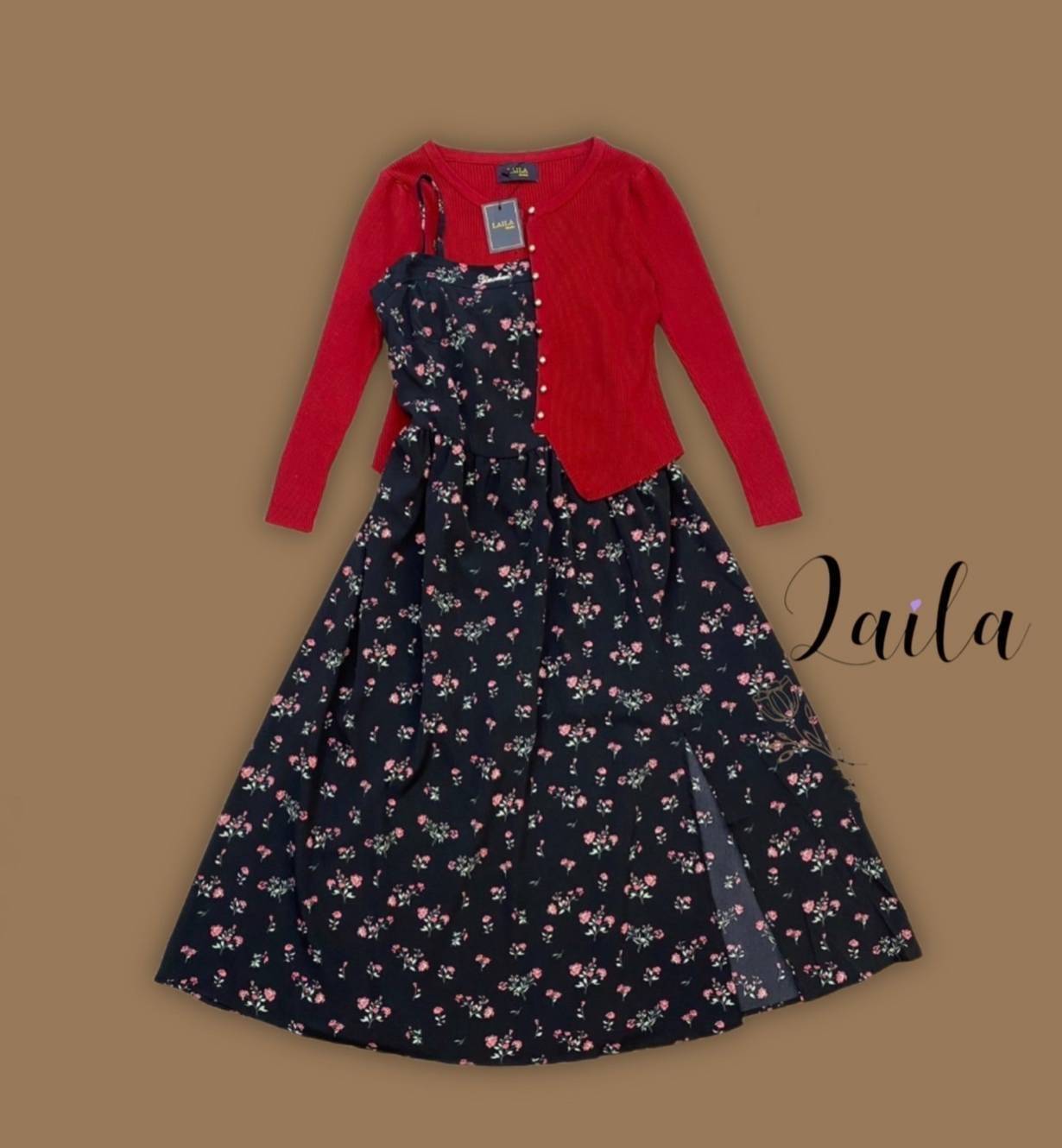 ag:LAILA Deta:Setเสื้อคลุม+เดรสยาว เดรสยาวทรงสายเดี่ยว งานแต่งทรงช่วงอกตีเกร็ดสวยๆ พิมพ์ลายดอกไม้ทั้งตัวงายสีพรางหุ่นดีมากค่าา แอบเก๋ด้วยการแต่งผ่าหน้าขาสวยสวย งานสายปรับได้ค่ะด้านหลังแต่งสม็อค ผ้าสวยมีน้ำหนัก ลุคโคเรียสายคาเฟ่หน้าร้อนนี้ค่าาา #byLaila #เ