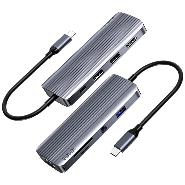 ROBOT HT590 INTERFACE USB-CHUB 6 IN1 (รองรับการชาร์ทเร็ว) SKU-02865