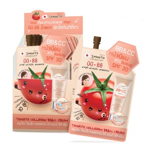 (6 ซอง/กล่อง) Smooto Tomato Collagen BB & CC Cream สมูทโตะ บีบี&ซีซี ครีมมะเขือเทศ 10 กรัม