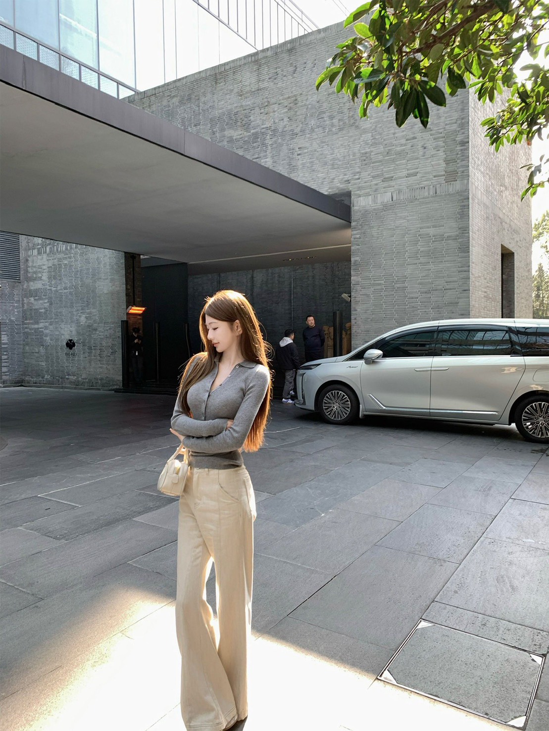 || GB SHOP ||| 7694# กางเกงขายาวสีครีม เนื้อผ้าดี ทรงสวย