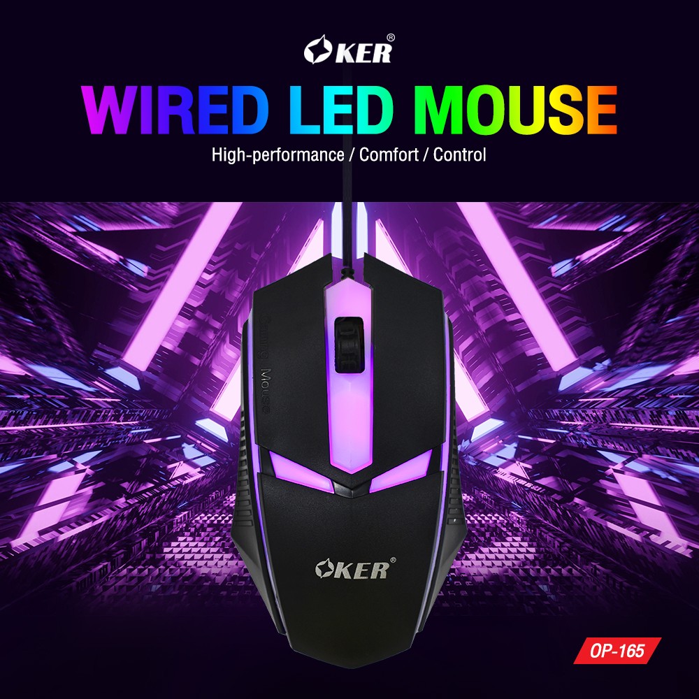OP-165 OKER MOUSE USB LED MO-OK-OU-165BK
