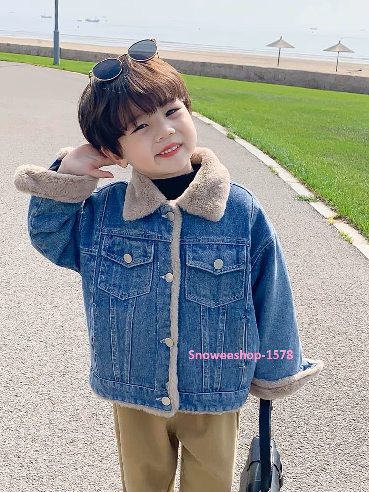 แจ็คเก็ตขนแกะเด็กชาย เด็กผู้หญิง แจ็คเก็ตยีนส์เด็กใส่กันหนาว กันลม กันหิมะได้ บุขนแกะสังเคราะห์หนาใส่แล้วไม่คัน นุ่มนิ่มทั้งตัวใส่ได้ทั้งเด็กผู้หญิงและเด็กผู้ชายไซ 80 ถึง 140