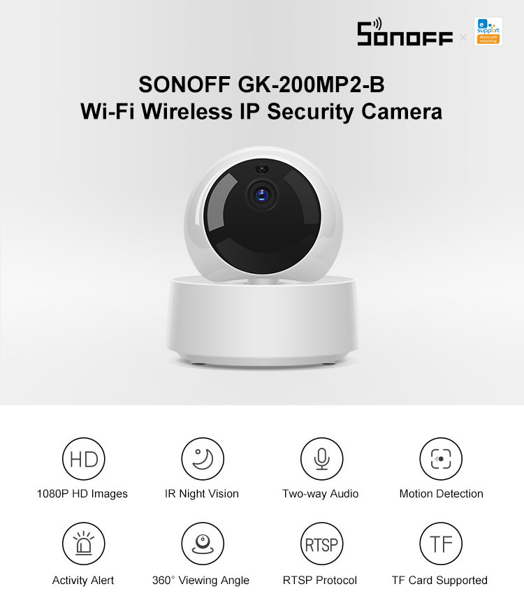 กล้องวงจรปิด SONOFF GK-200MP2-B - Wi-Fi Wireless IP