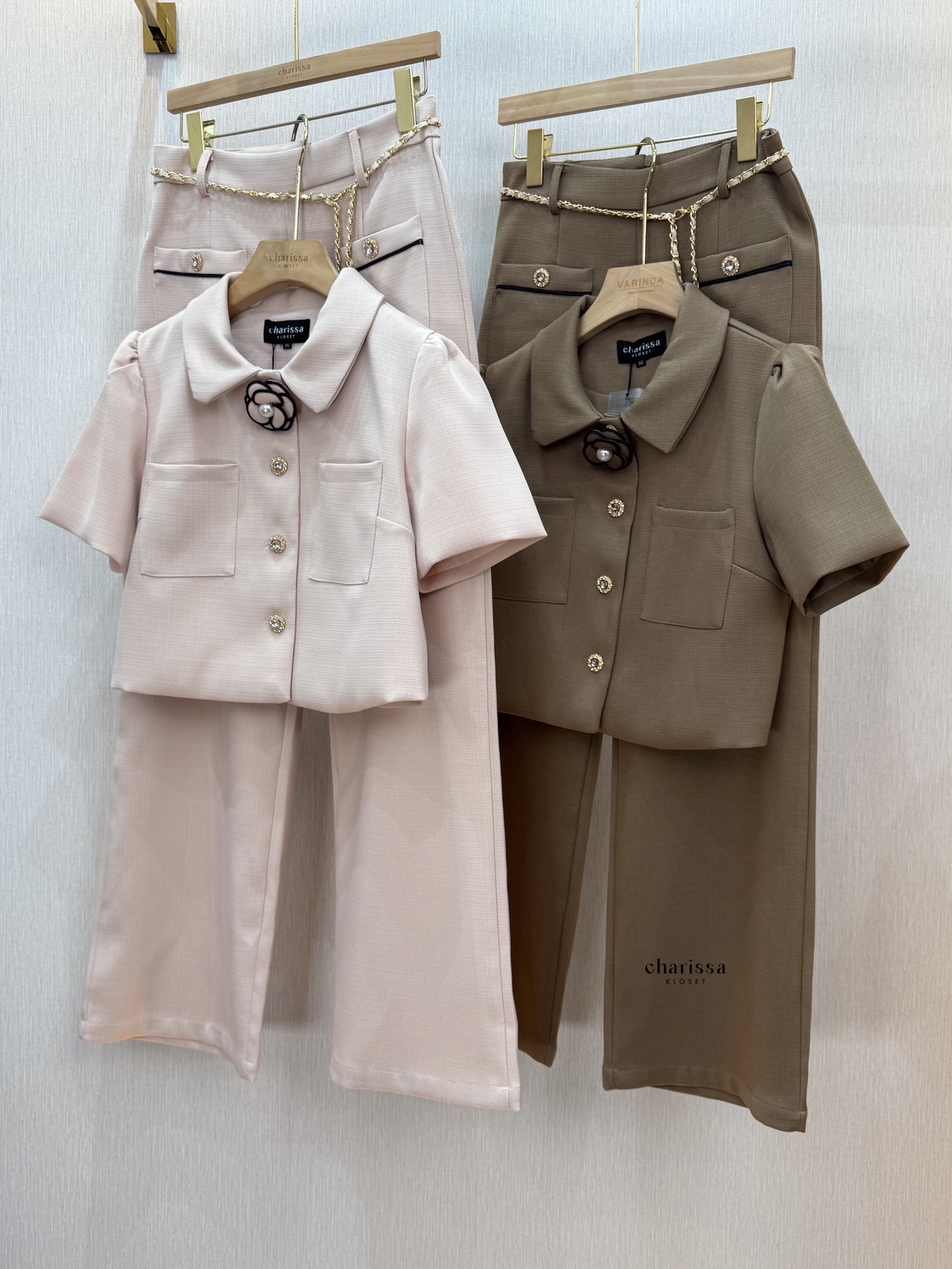 เซ็ตเสื้อ+กางเกงทรงขากว้างที่ดูเรียบหรู ใส่ทำงานหรือออกงานได้สบาย #ชุดใส่ทำงาน #ชุดทำงานส วยๆ#ชุดเซ็ทใส่ทำงาน#ชุดเสื้อสีฟ้า #OOTD เซ็ทสีชมพูอ่อน #เดรสสีน้ำตาล