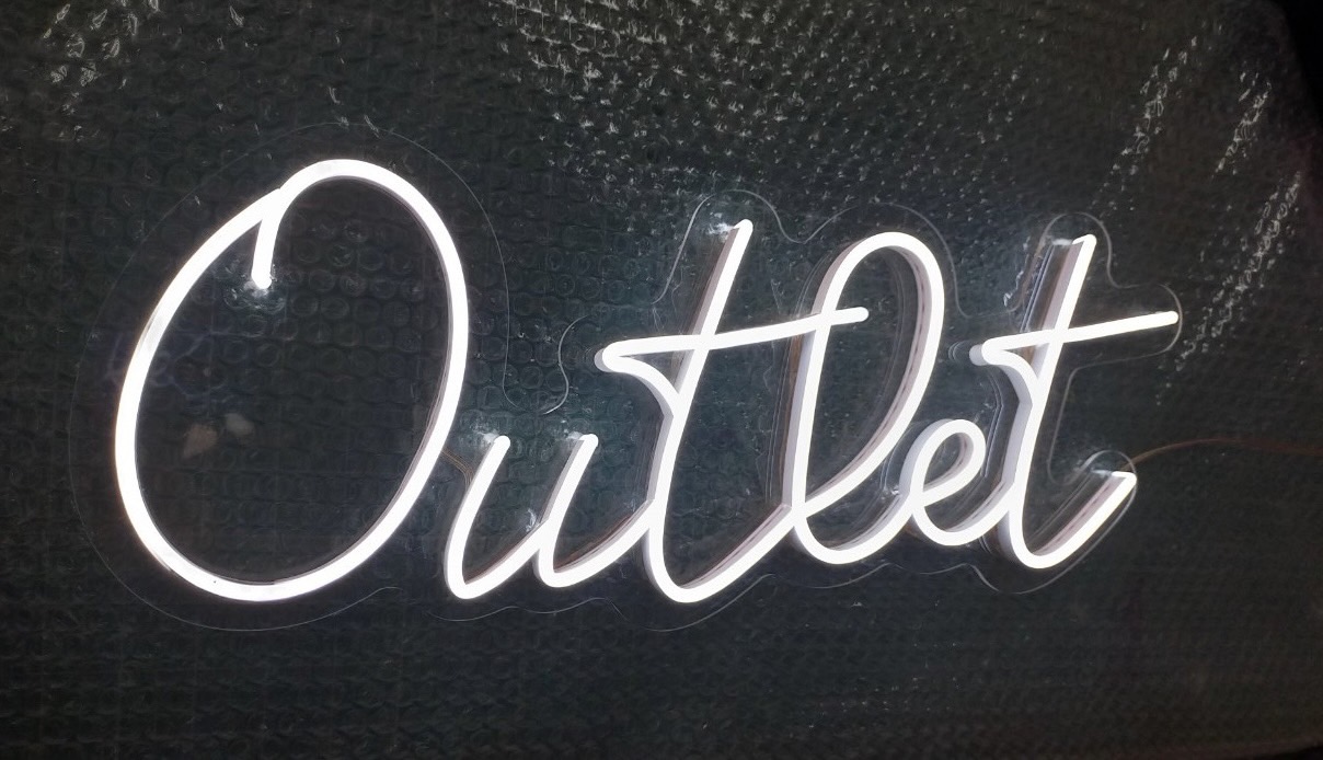 ป้ายไฟนีออนดัดled flex ป้ายไฟตกแต่งร้าน "OUTLET"