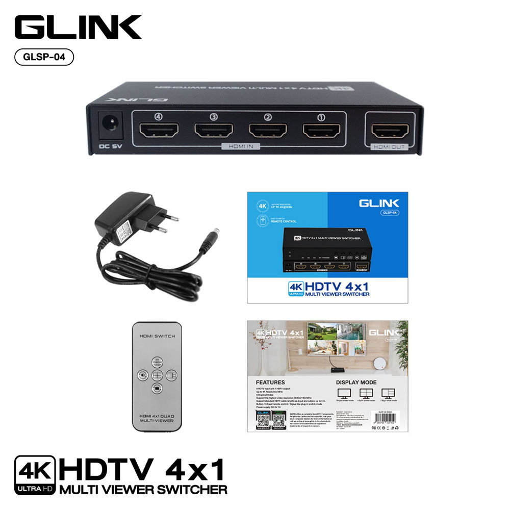 GLSP-04 GKINK MULTIVEWER SWITCHER 4K HDTV 4X1 SKU-03035