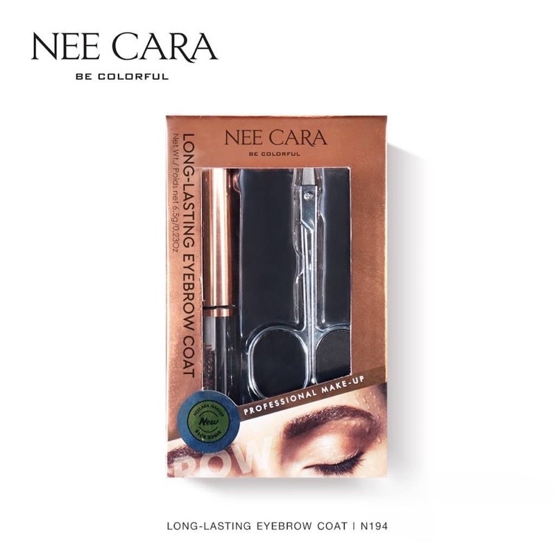 Neecara Long Lasting Eyebrow Coat 6.5 g # N194 เจลเซ็ตคิ้ว + กรรไกรแต่งขนคิ้ว