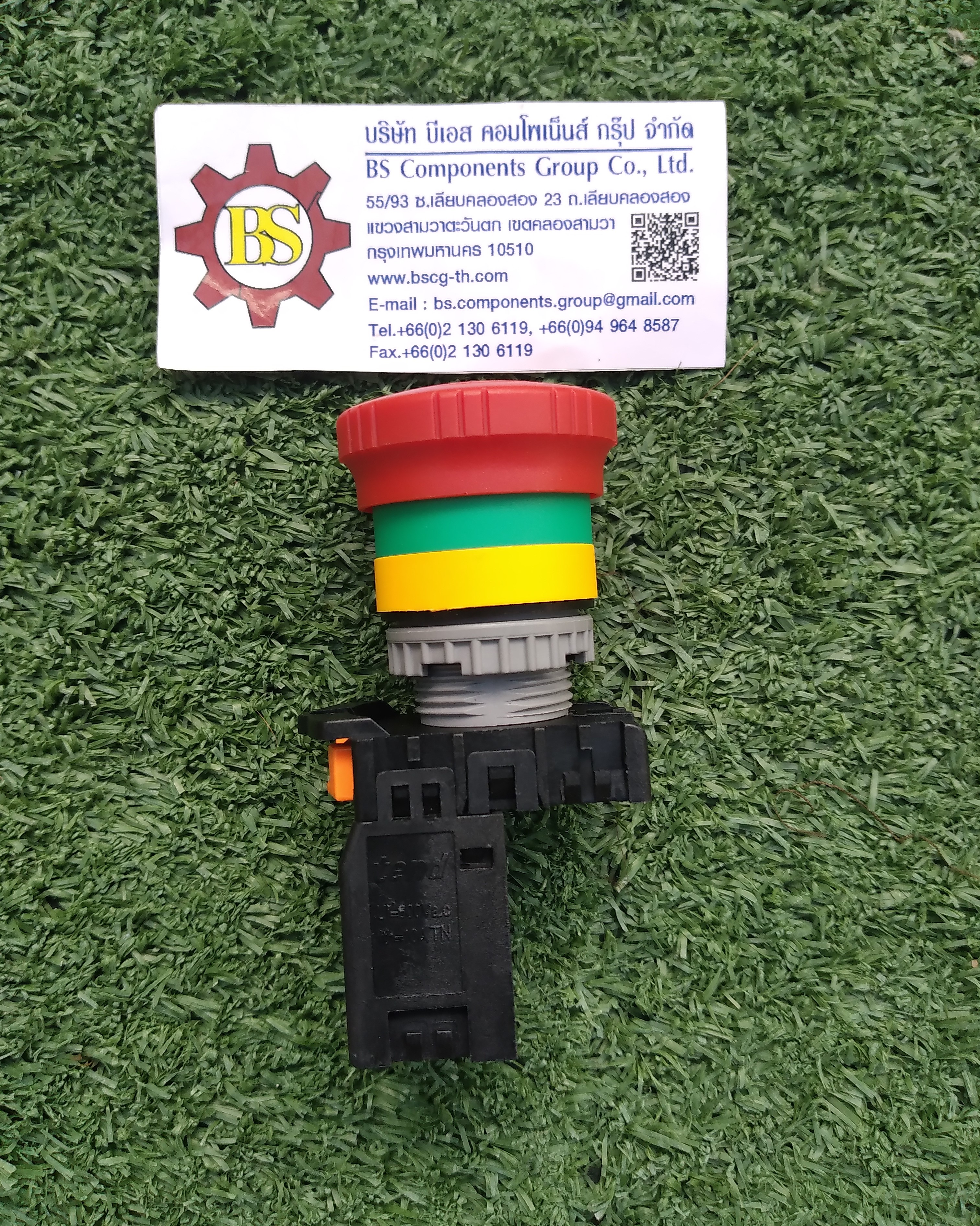 TEND : สวิตช์กดล็อคหัวเห็ด 25mm. 1NO+1NC สีแดง