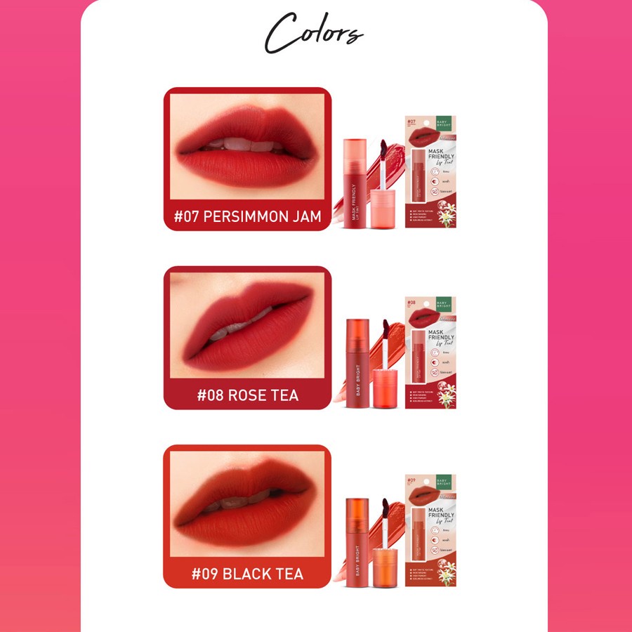 BABY BRIGHT Mask Friendly Lip Tint แมสก์เฟรนด์ลี่ ลิปทินท์ 2.4กรัม เบบี้ไบร์ท ลิปใบเฟริน ลิปไม่ติดแมส