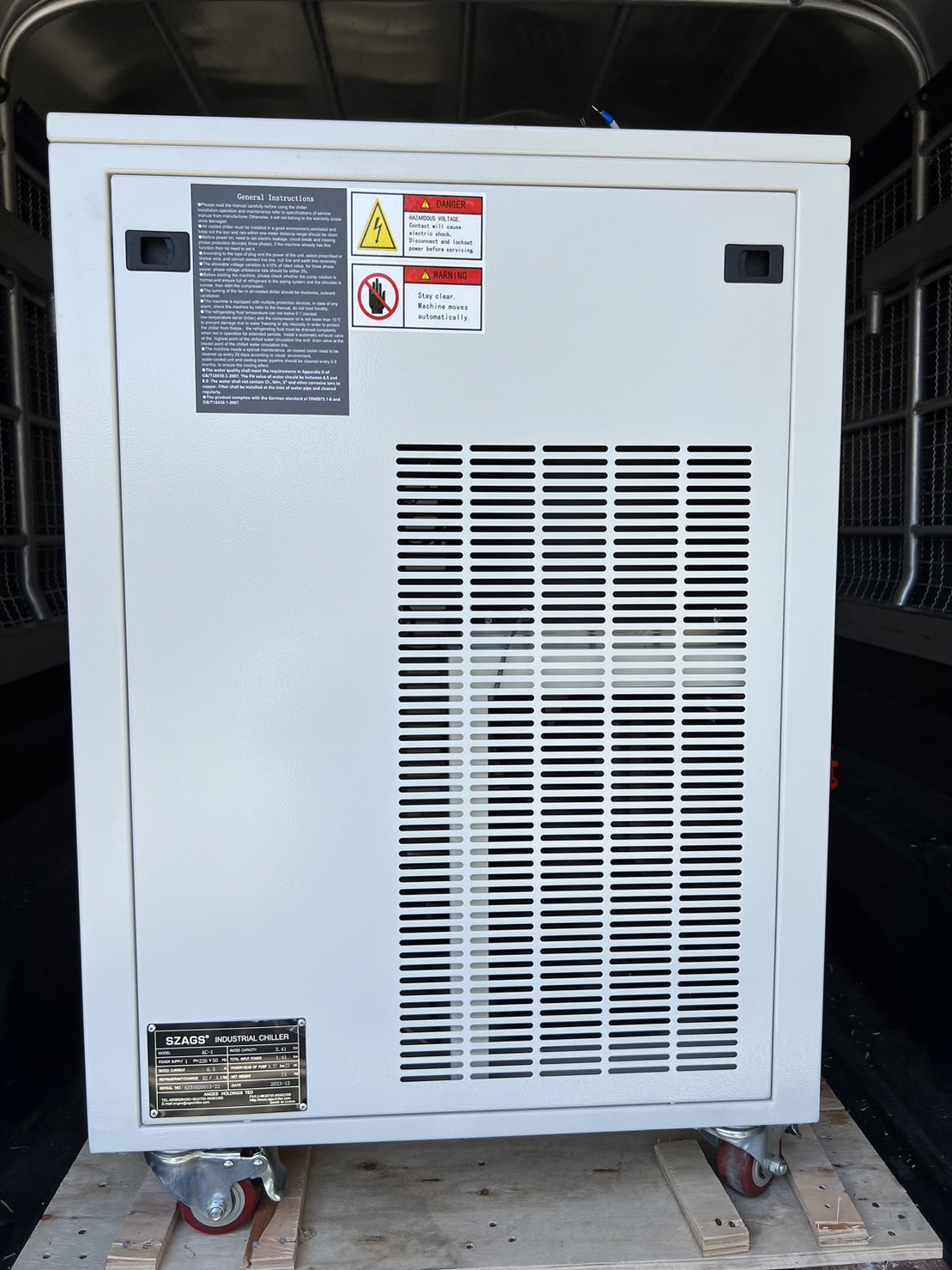 SZAGS : AIR COOLED INDUSTRIAL CHILLER No. AC-1