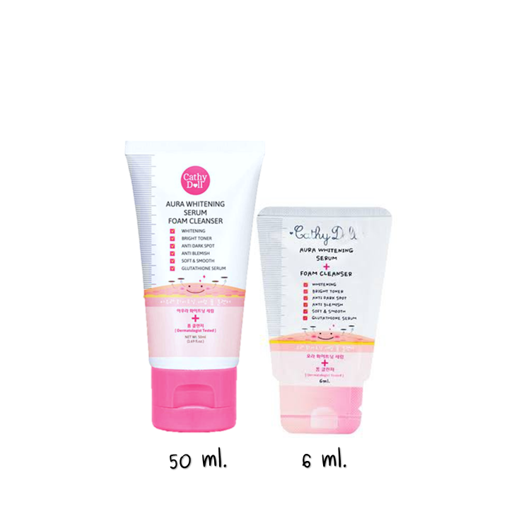 Cathy Doll Aura Whitening Serum Foam Cleanser 6ml x 1 ชิ้น คลีนซิ่งโฟม เคที่ดอลล์