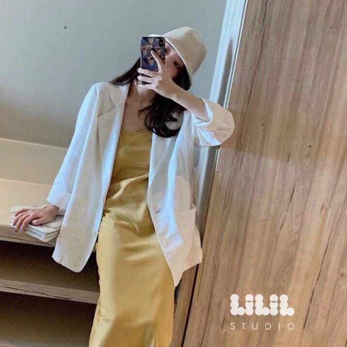 เสื้อคลุมลำลอง เนื้อผ้าฝ้ายลินิน กระเป๋าด้านหน้า ไม่หนา ใส่ลำรอง