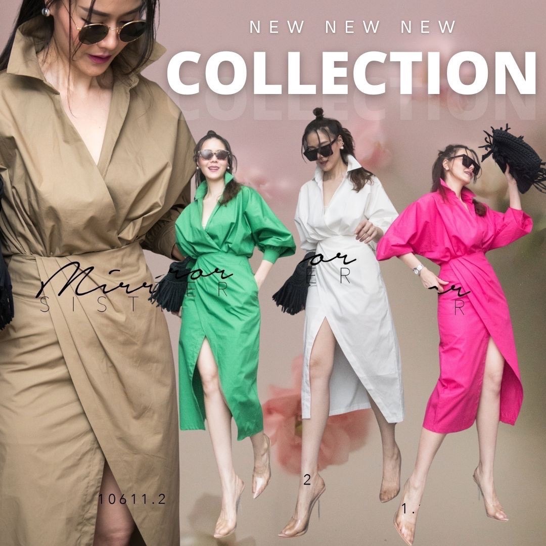 MiRRoRSiSTER’s Meu Bom Slit Elegant Top ShiRT WiTh SkiRt Set•• เซตเสื้อเชิ้ตคอปกไหล่สโลป แขนพอง อกไขว้ป้ายทบกัน ใส่คู่กับกระโปรงทรงสอบป้ายทบ ผ่าด้านหน้าสวยเก๋ ดีไซน์ชุดนี้ ดูดีมีสไตล์ เนื้อผ้า Cotton Shirt เนื้อดี สีสวย Pattern เป๊ะ
