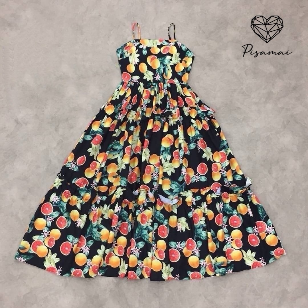เดรสสายเดี่ยวตัวยาวลายส้มสีสันสดใส เหมาะกับsummerนี้ มากๆค่าใส่vacayถ่ายรูปกับแก๊งค์เพื่อนๆไม่มีผิดหวังเลยค่า