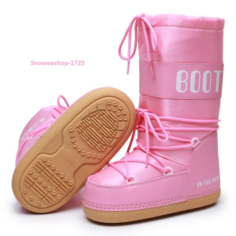 รองเท้าสกีแบบคนดัง Snow Boot บูทกันหนาวใส่เล่นสกี หิมะ แบบพื้นหนาอินเทรนด์ บูทสูงกลางน่องรองเท้าบูทสำหรับผู้หญิง ซับในหนากันหนาวติดลบ 40 กันน้ำ กันลื่น มี 3 สี 6 ลายให้เลือก ไซ 35 ถึง 42