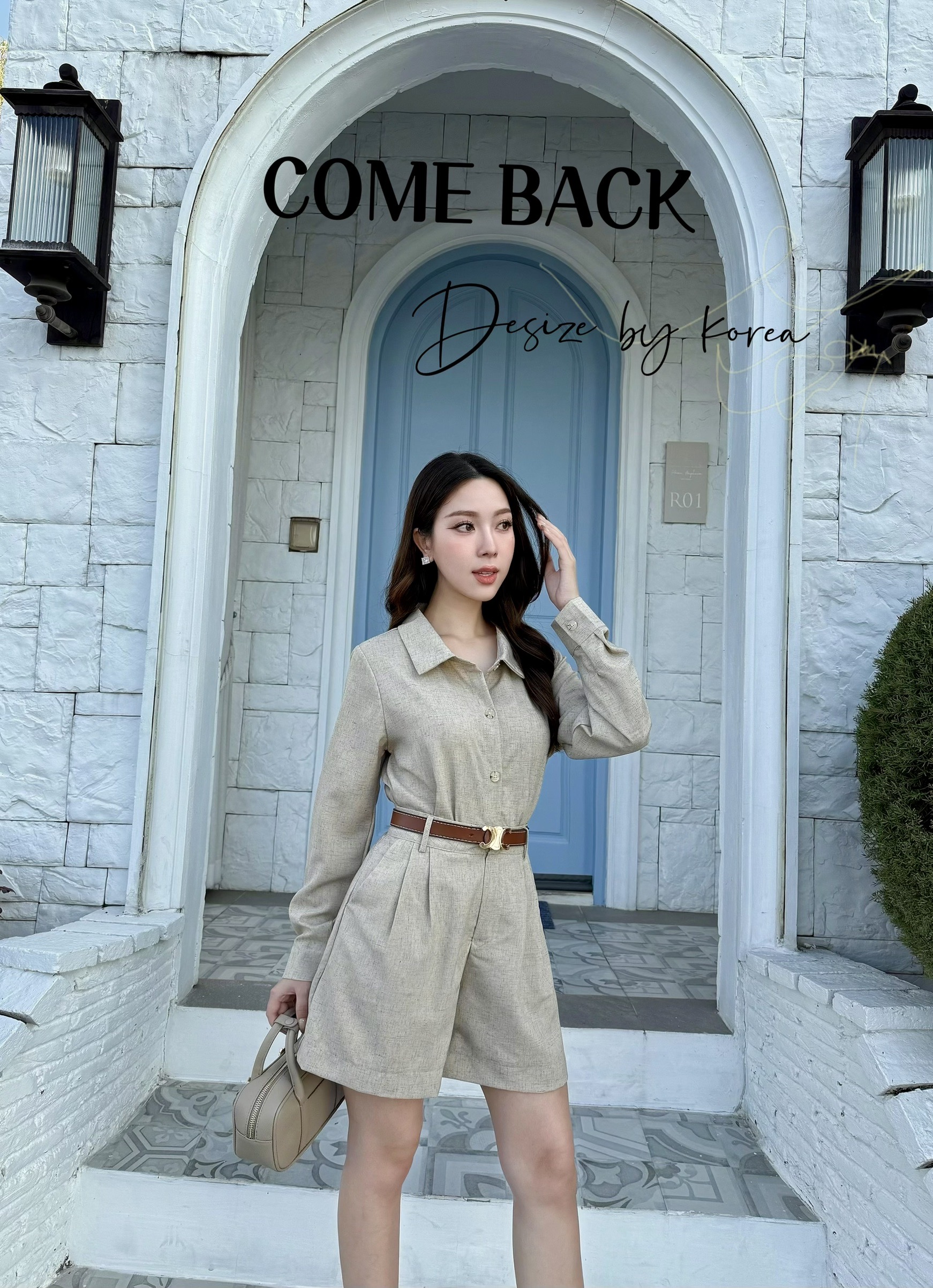 Set เสื้อ เชิ้ตแขนยาว + กางเกง ขาสั้น เอวสูง + เข็มขัด สวยคลาสสิกมากๆ ให้ลุคที่สวยเก๋ทันสมัยสามารถใส่ได้ใน Everyday แนะนำมากๆเลยนะคะ