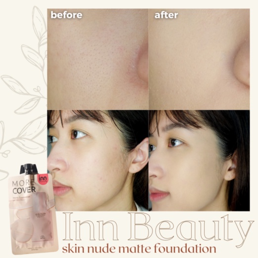(6ซอง/กล่อง) Inn Beauty Skin Nude Matte Foundation อินน์ บิวตี้ สกิน นู้ด แมตต์ ฟาวเดชั่น 8 กรัม