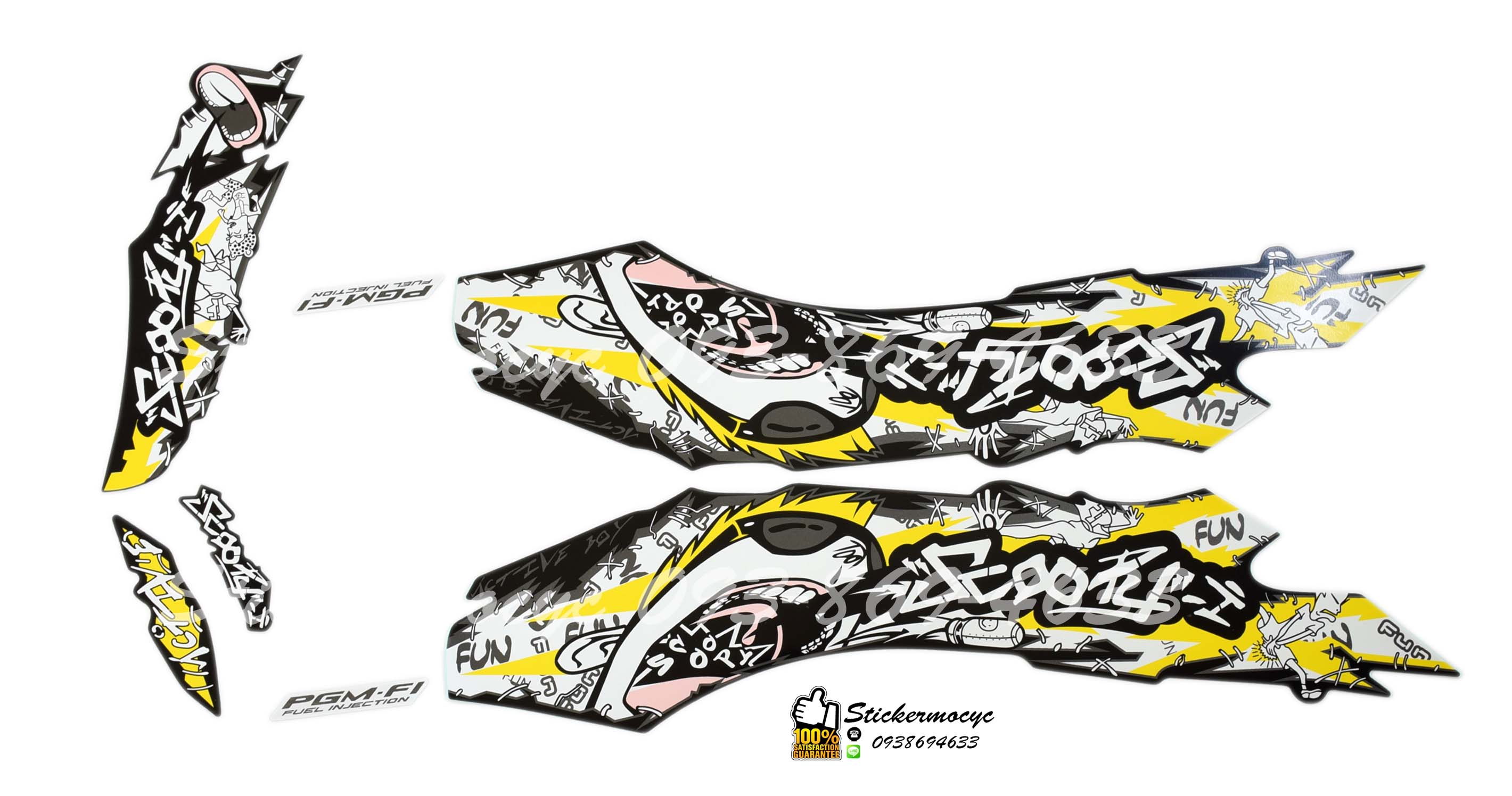 Sticker 3M HONDA Scoopy i ปี 2012 รุ่น 7 Active Boy ติดรถสี เหลืองดำ สติ๊กเกอร์แท้ 3เอ็ม ติดรถมอเตอร์ไซค์ ฮอนด้า สกู๊ปปี้