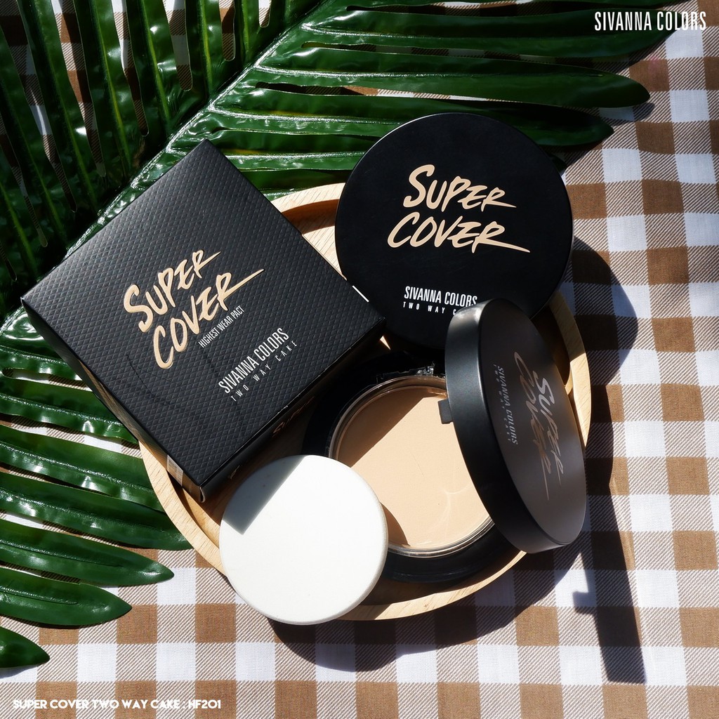 Sivanna Colors Super Cover Two Way Cake Powder HF201 ซิเวียน่า แป้งผสมรองพื้น ตลับดำ