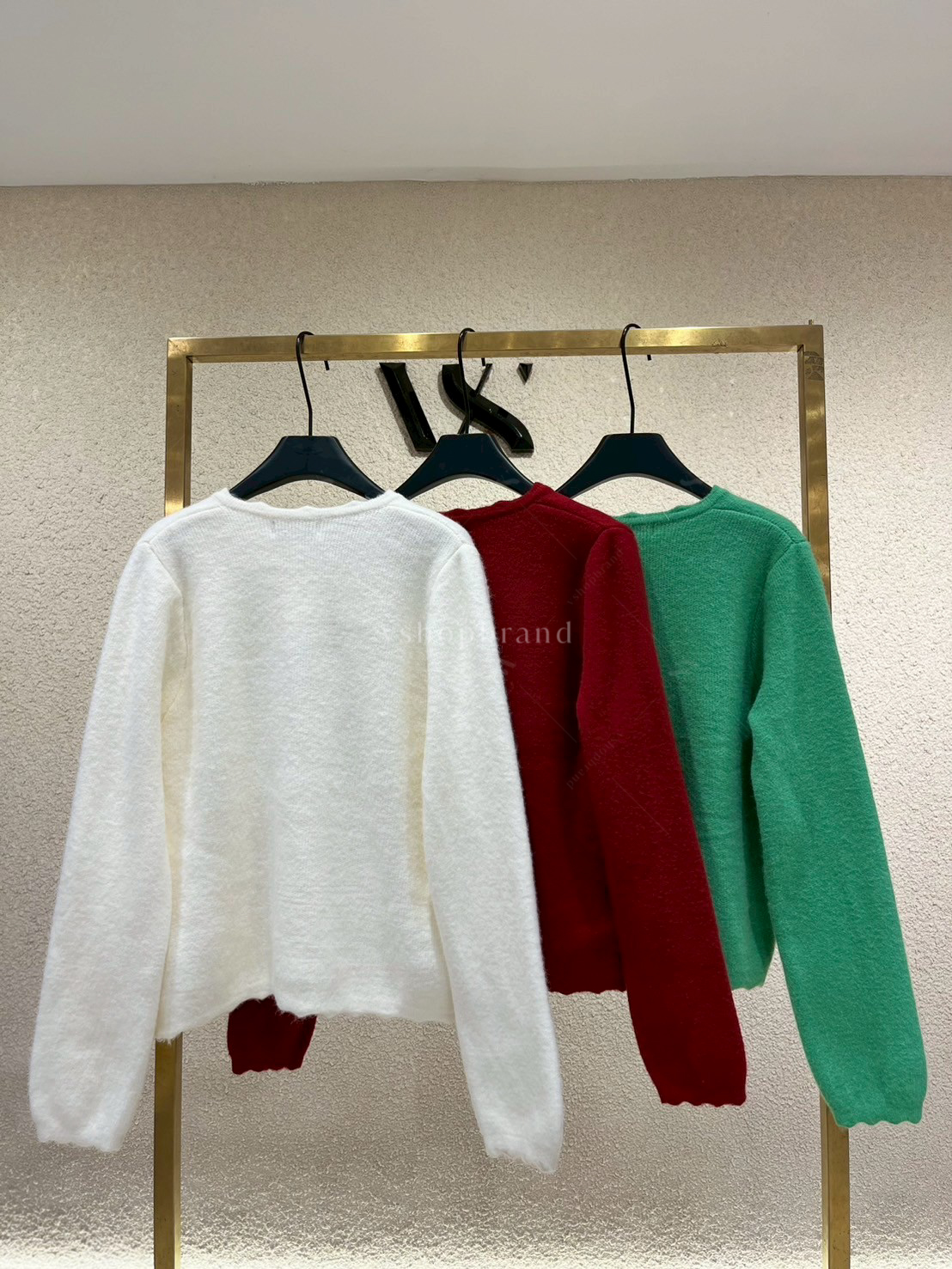 เสื้อไหมพรมแขนยาวขลิบขอบติดคริสมาสต์