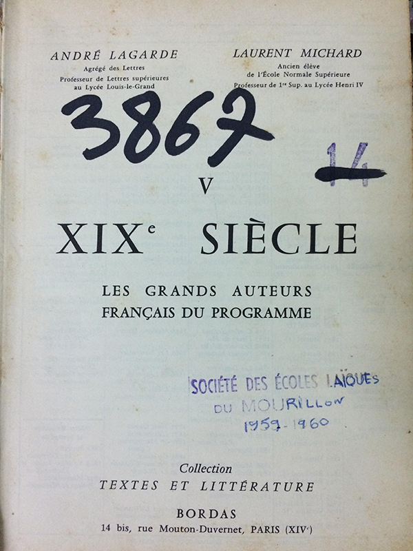 XIXe Siècle: Les Grands Auteurs Français du Programme V