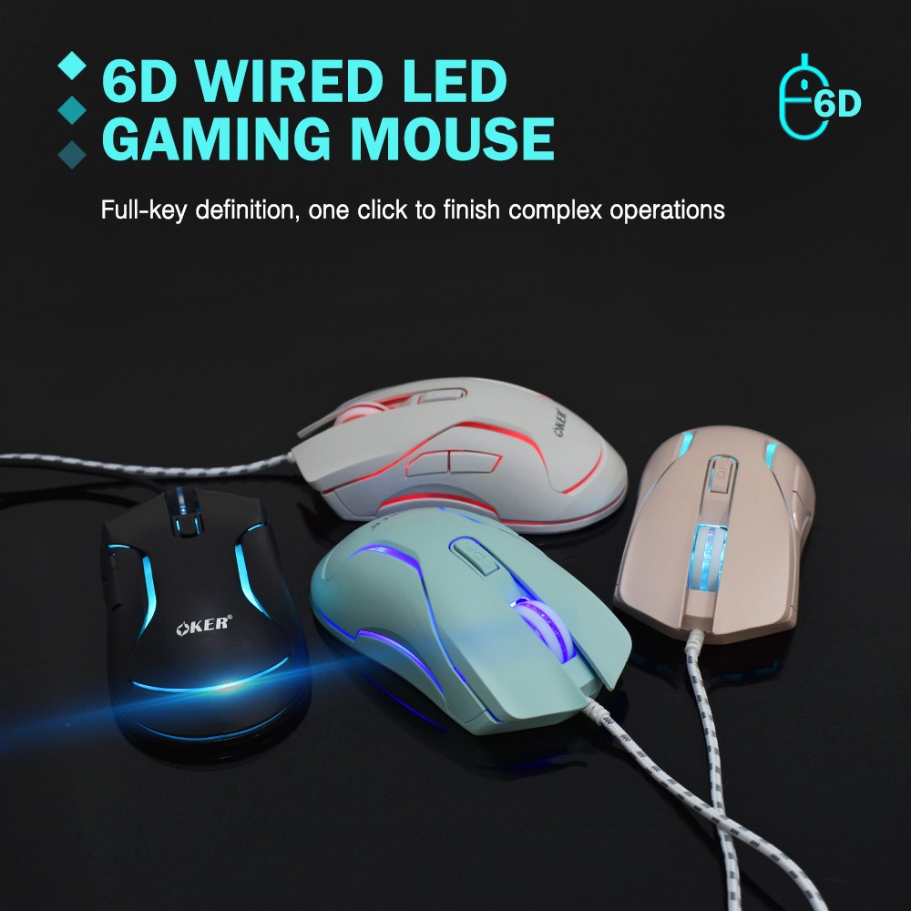 OKER X25 MOUSE USB 6D LED 1000DPI ไฟ7สี SKU-02947