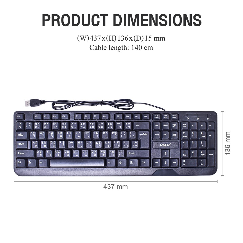 KB-318 OKER Slim KEYBOARD USB 104KEY KB-UB-OK-318XX