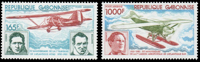 1980 Airmail - Aviation Anniversaries - The 50th Anniversary of First North Atlantic Flight and the 50th Anniversary of First South Atlantic Airmail