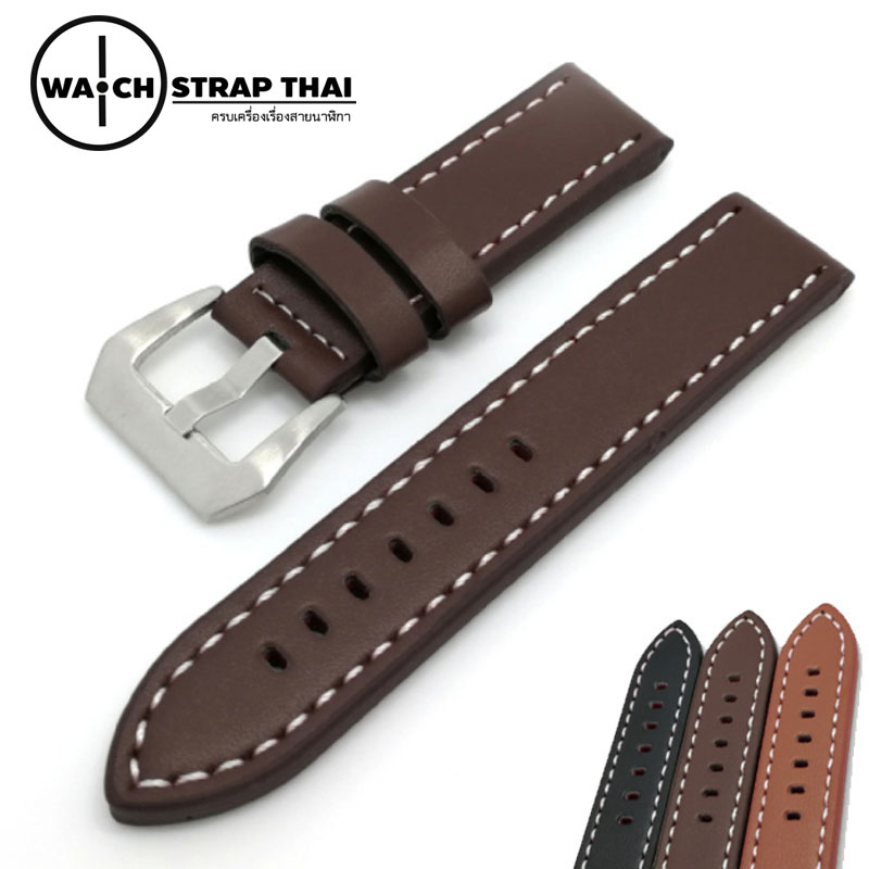 สายนาฬิกา สายนาฬิกาหนังวัว SET05 Leather Strap สีน้ำตาลเข้ม Dark Brown ขนาด 22,24 มม สำหรับ Panerai,seiko