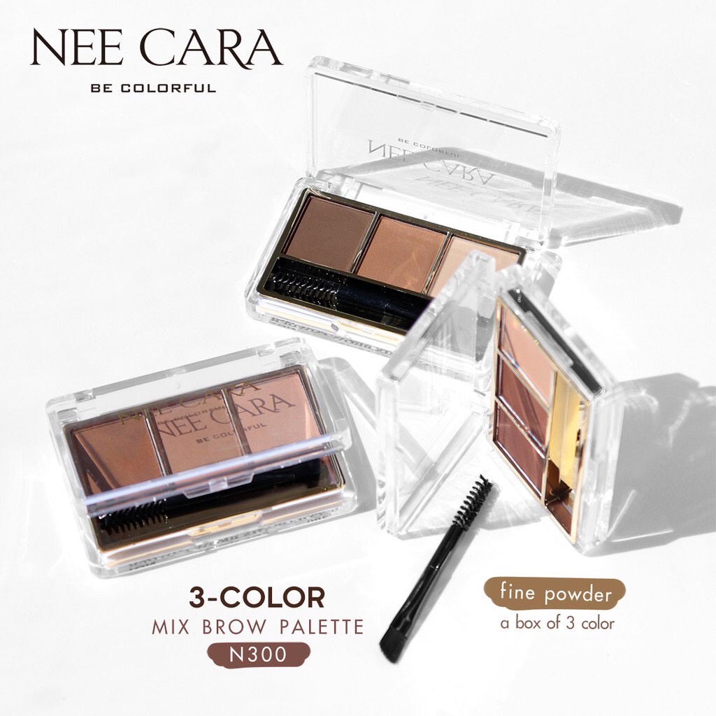NEE CARA 3-COLOR MIX BROW POWDER Palette N300 นีคาร่า ที่เขียนคิ้ว แบบฝุ่น