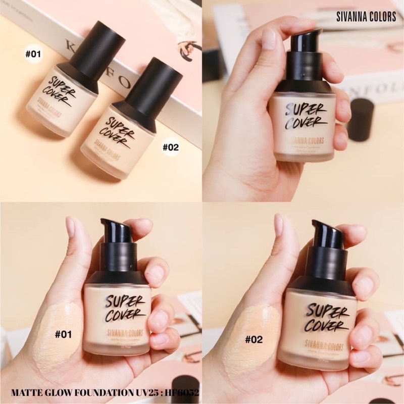 SIVANNA MATTE GLOW FOUNDATION UV25 32g HF6052 ซีเวนน่า ครีมรองพื้น เนื้อลิควิด ปกปิด ติดทน กันน้ำ คัลเลอร์ส แมทท์ โกลว์