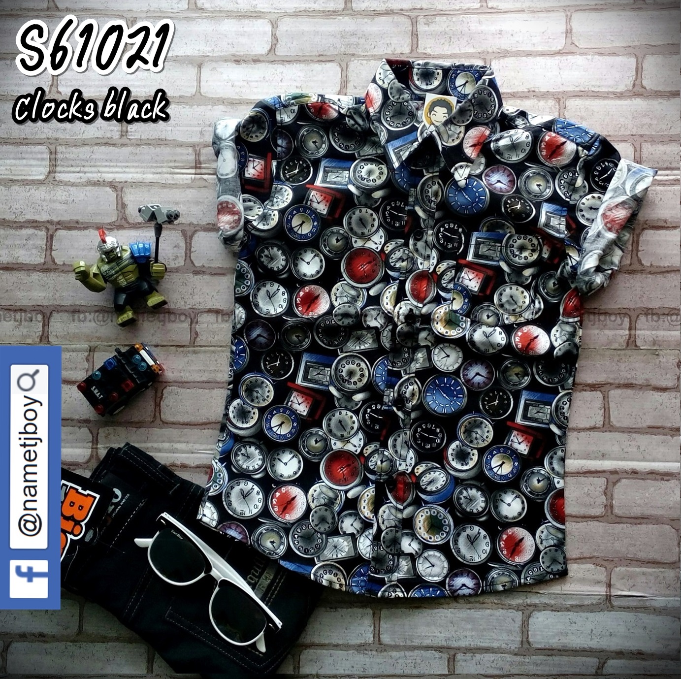 S61021 ลายนาฬิกา สีดำ