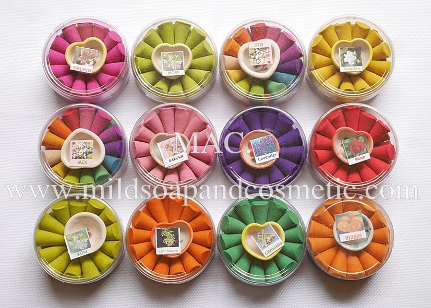 Aroma Cone Incense ธูปหอมโคนอโรม่า 20-26 ชิ้น+ถ้วยเซรามิค มีให้เลือกหลายกลิ่น