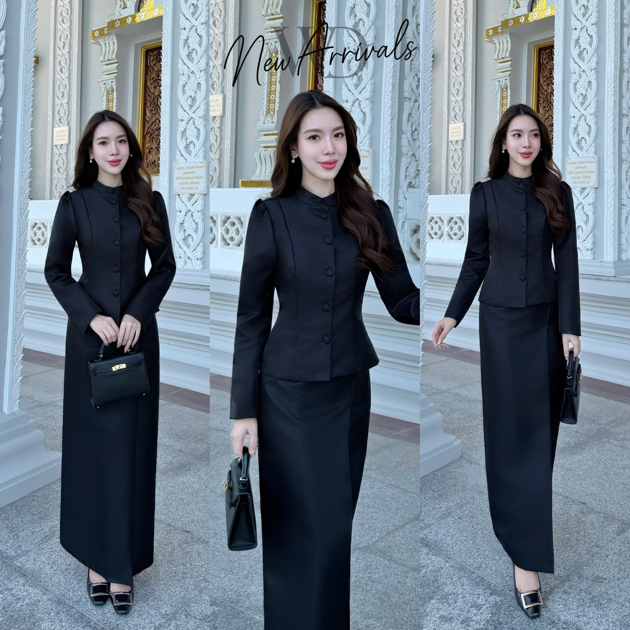 Set 2 Pcs. เซ็ทชุดไทยผ้าไหมเสื้อแขนยาว มาพร้อมกับกระโปรงผ้าไหม ทรงสอบเข้ารูป จะงานราช งานบุญ ได้หมดเนื้อผ้าใส่สบาย ทรงสวยมากค่ะ เป๊ะและเข้ารูป ใส่แล้วผอมเพียว กระโปรงซับในทั้งตัว ใครได้ลองแล้วจะหลงรักค่าา รับรองคุ้มเว่อร์ งานสวยมากค่ะ #Wine'Lada