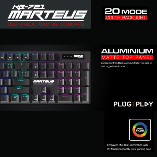 SIGNO KB721 MARTEUS แมคคานิคอลสวิตซ์ RGB 104KEY BLUE SW. KB-UB-SI-721BL