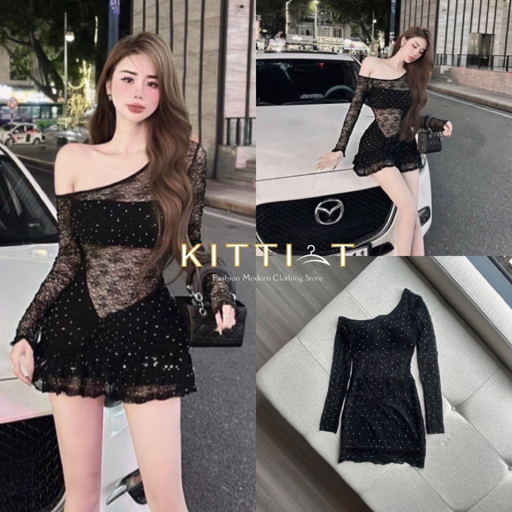 Dress จึ้งทุกมุม สวยแพงทุกองศา Dress wink ใหม่ล่าสุดกับมินิเดรสเกาะอก ความเนื้อผ้า ติดเพชร ขับผิว เล่นใหญ่ Signature ประจำร้านเราเลย ตัวชุดเป็นผ้าลูกไม้ ไหล่เบี่ยงข้าง แขนยาว มาพร้อม เกาะอกดำ งานดี งานสวย งานมั่น