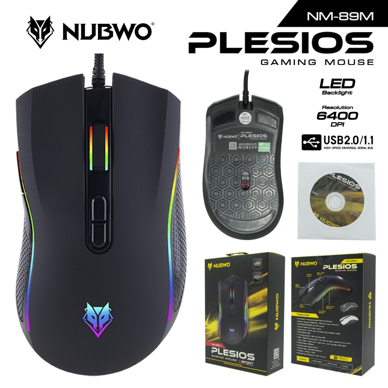 NM-89M BLACK NUBWO PLESIOS GAMING MOUSE MACRO SKU-02536