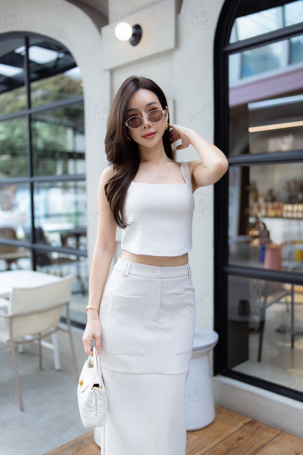🤍 #Nida set #085 Color : cream 🤍ชุดเซต เสื้อพร้อมกระโปรง ใส่สวยได้ทุกโอกาส เสื้อสายเดี่ยว คอเหลี่ยมแพทเทินสวย บุฟองน้ำในตัว หลังเว้ายู แมทมาพร้อมกระโปรงยาว ผ่าหลัง ใส่ทั้งชุดจึ้งมากกก แยกแมทก้อเก๋ค๊าา