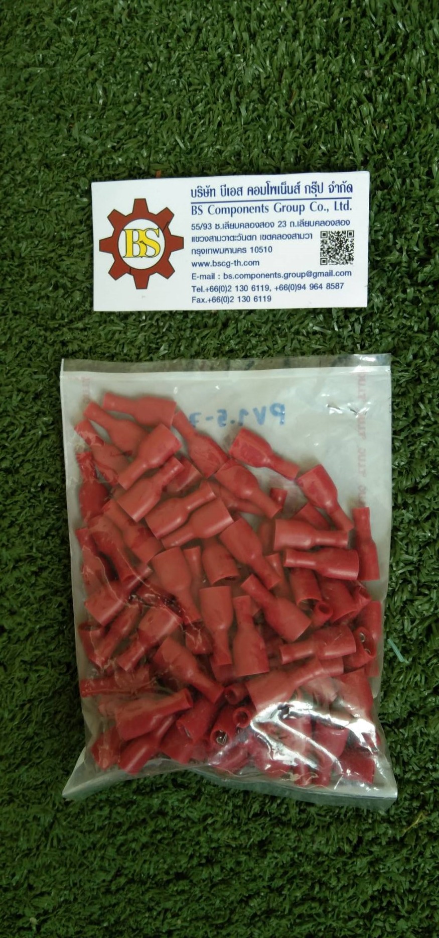 T.LUG : หางปลาตัวเมียเสียบเเบน-หุ้มเต็ม V1.5-7A, (Red)
