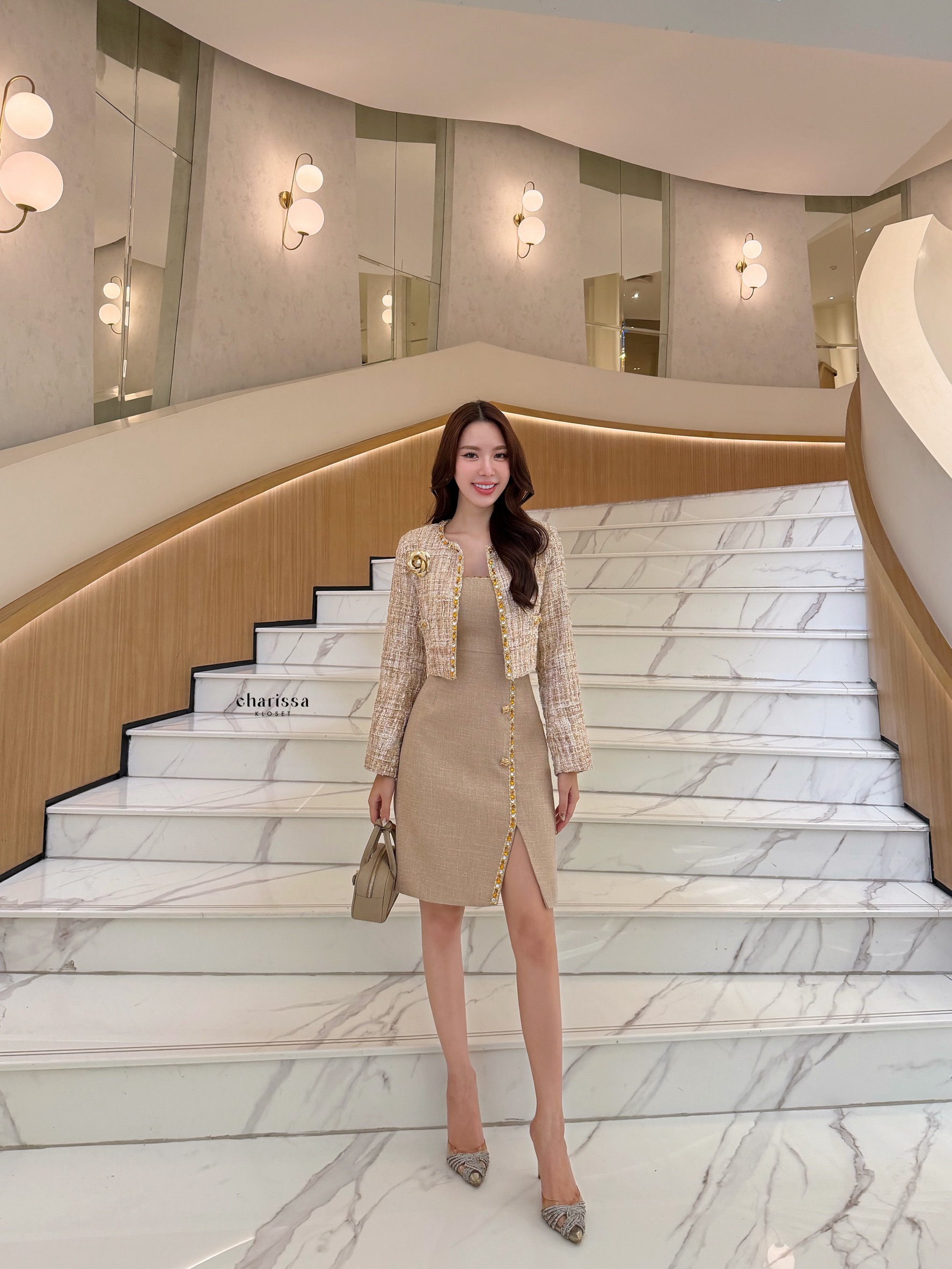 เซ็ทเดรสพร้อมแจ็กเก็ตผ้าทวีด (Tweed Elegant Set) 🖤