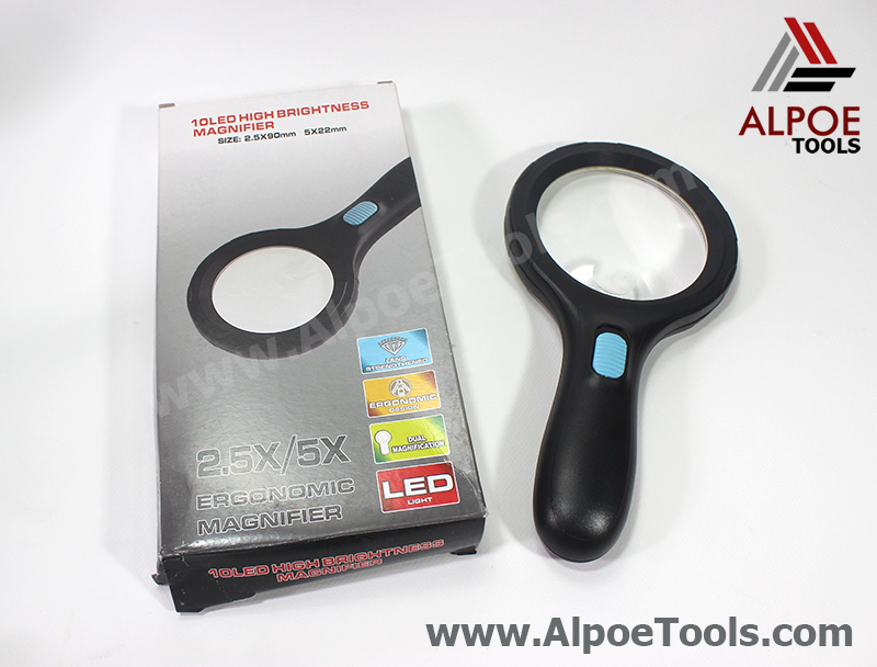 แว่นขยาย ไฟรอบ 10 LED 2 Lens